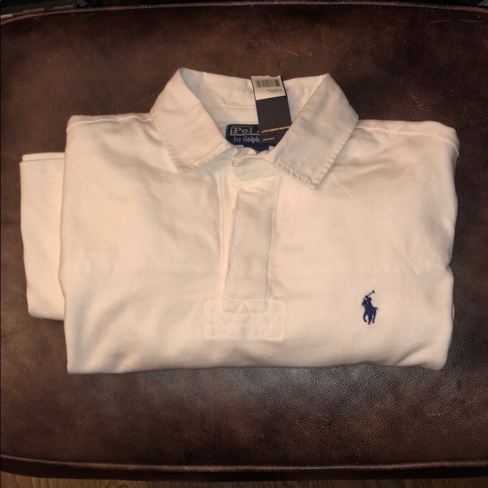 Ralph Lauren Polo Shirt in White with Navy Logo